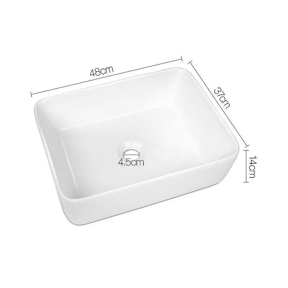 Ceramic Bathroom Basin Vanity Sink Square Above Counter Top Mount Bowl - Furniture > Bathroom > Sinks