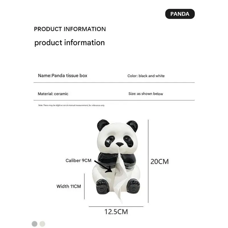 Ceramic Panda Tissue Box Holder - Creative Cartoon Napkin Dispenser for Home Decor - Home & Garden > Bathroom