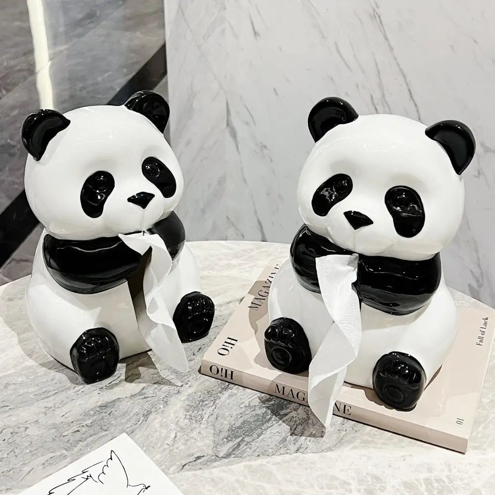 Ceramic Panda Tissue Box Holder - Creative Cartoon Napkin Dispenser for Home Decor - Home & Garden > Bathroom