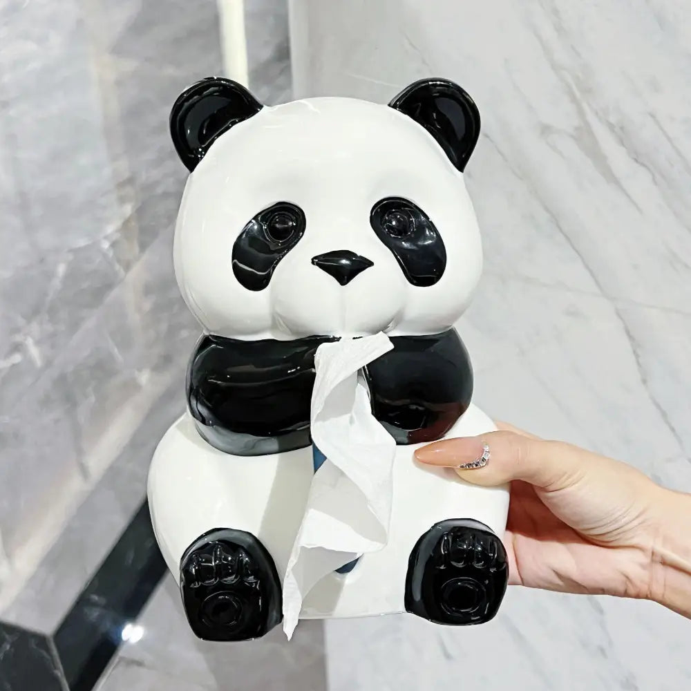 Ceramic Panda Tissue Box Holder - Creative Cartoon Napkin Dispenser for Home Decor - Home & Garden > Bathroom