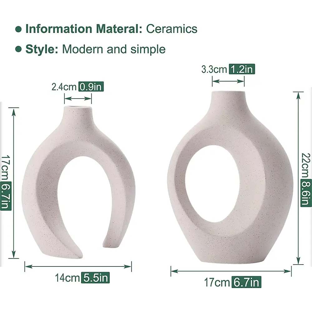 Ceramic Set of 2 Creative White Vases for Home Decor - Occasions > Wedding Accessories