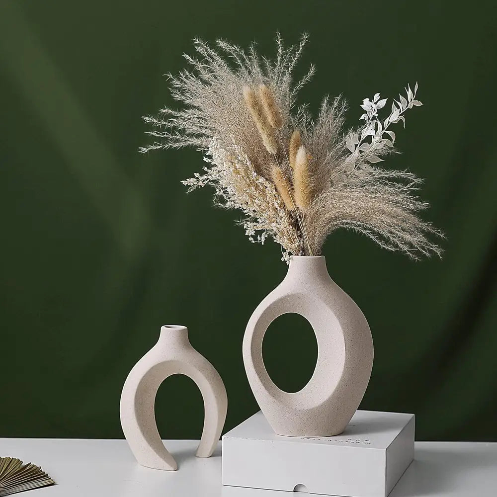 Ceramic Set of 2 Creative White Vases for Home Decor - Occasions > Wedding Accessories