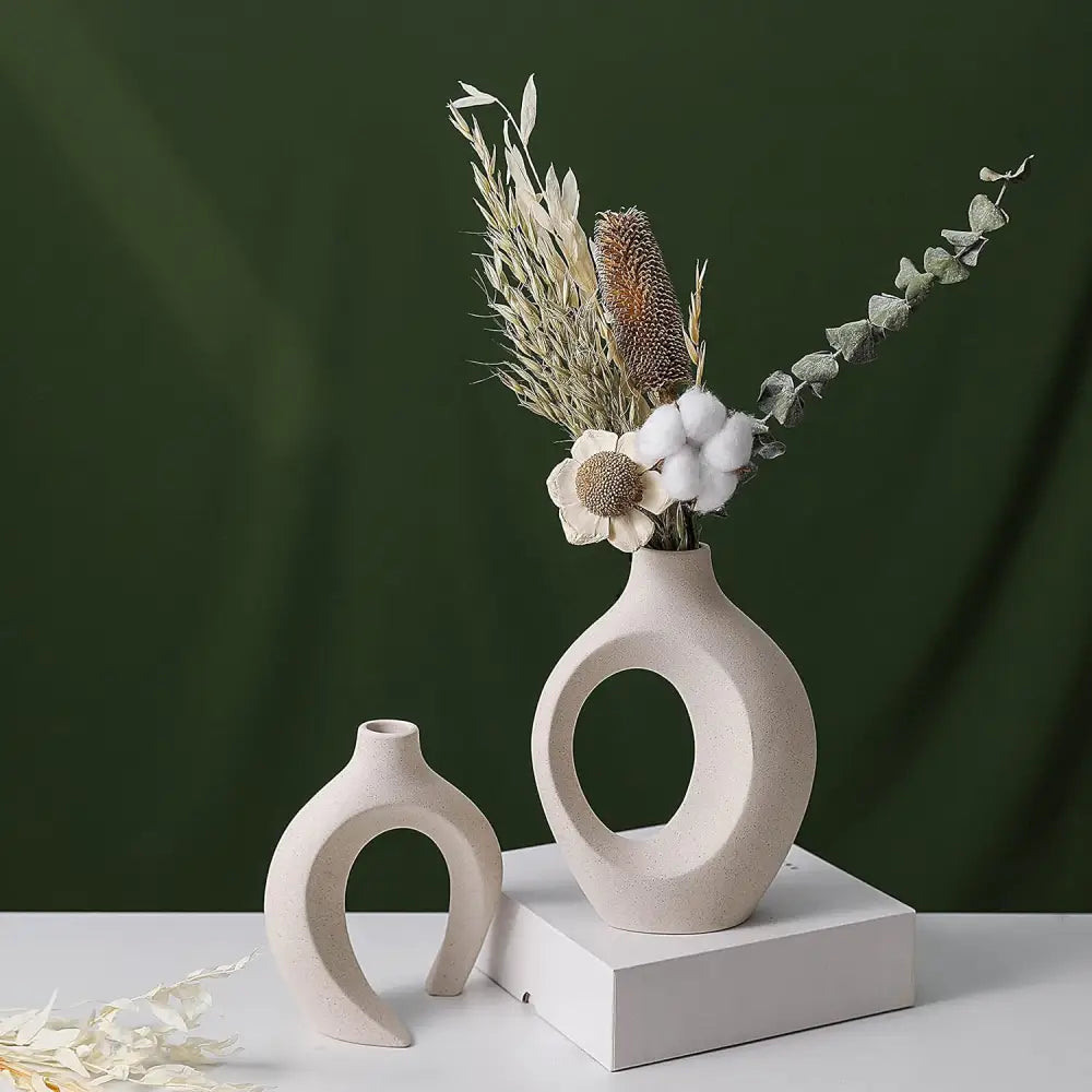 Ceramic Set of 2 Creative White Vases for Home Decor - Occasions > Wedding Accessories