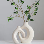 Ceramic Set of 2 Creative White Vases for Home Decor - Occasions > Wedding Accessories