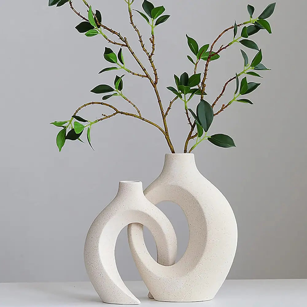 Ceramic Set of 2 Creative White Vases for Home Decor - Occasions > Wedding Accessories
