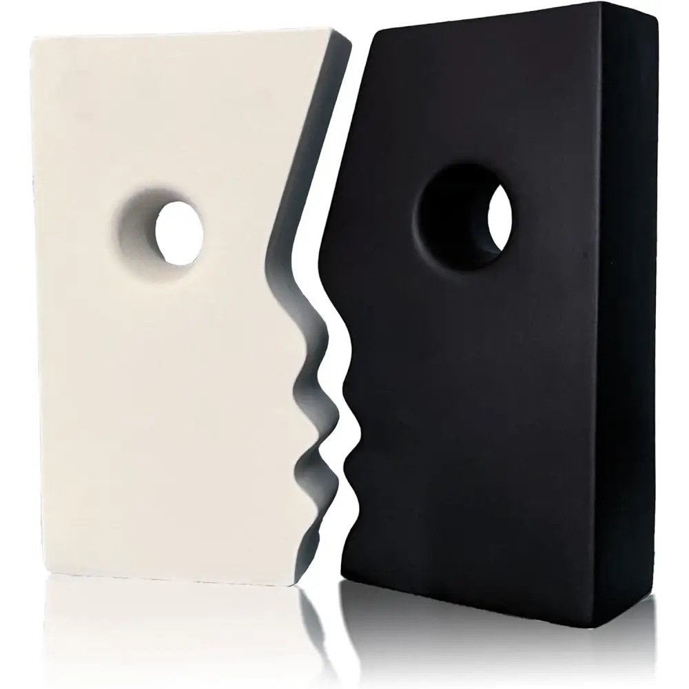 Ceramic Set of 2 Modern Black and White Vases for Home Dcor - Home & Garden > Decor > Vases & Table Decor
