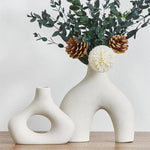 Ceramic Set of 2 Modern White Vases for Home Dcor - Occasions > Wedding Accessories