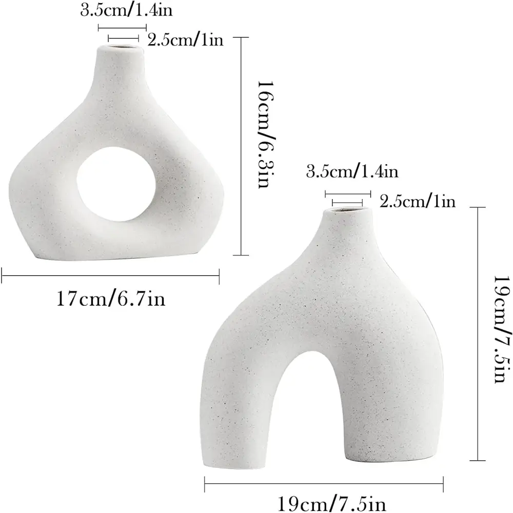 Ceramic Set of 2 Modern White Vases for Home Dcor - Occasions > Wedding Accessories