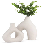 Ceramic Set of 2 Modern White Vases for Home Dcor - Occasions > Wedding Accessories