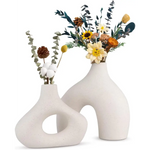 Ceramic Set of 2 Modern White Vases for Home Dcor - Occasions > Wedding Accessories
