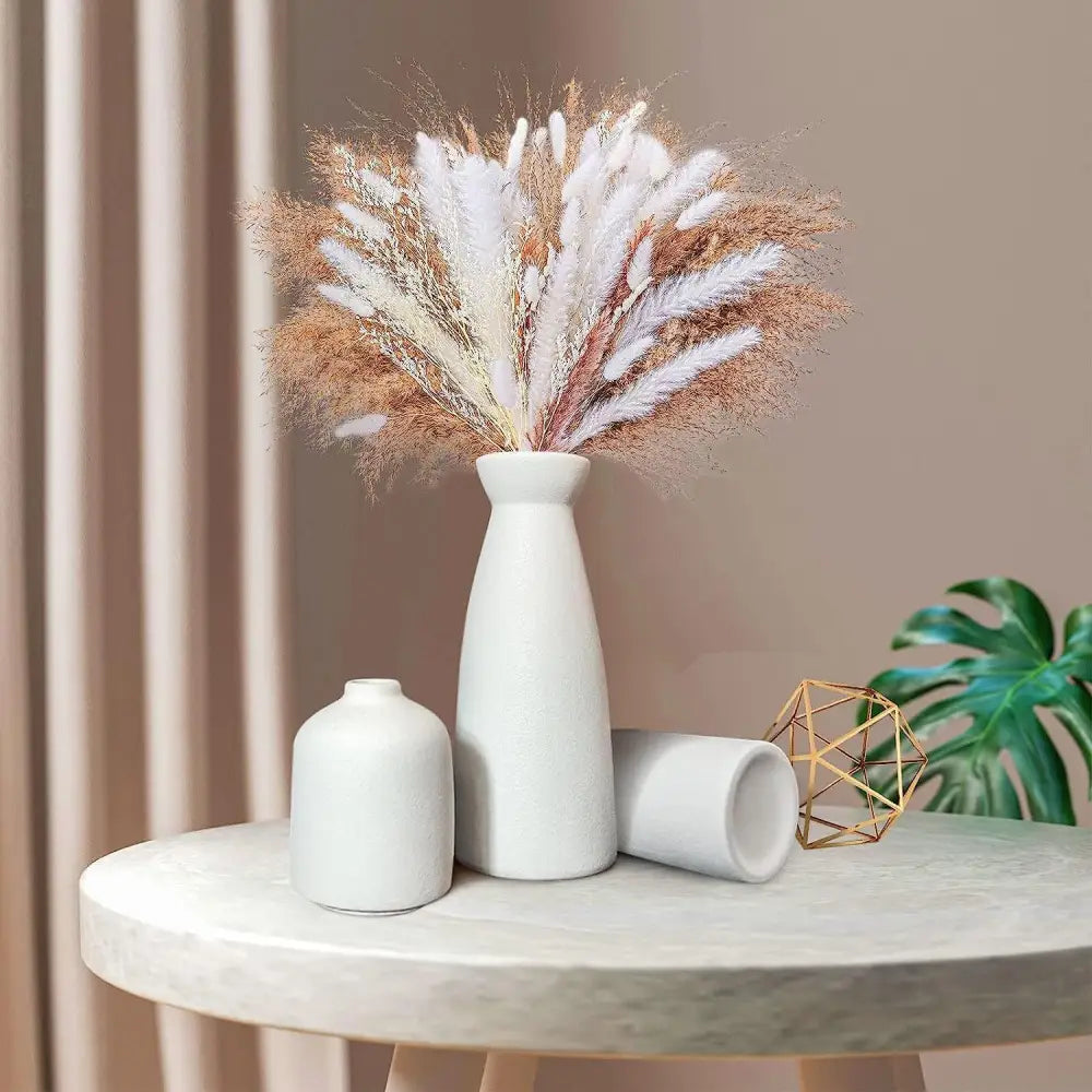 Ceramic Set of 3 Modern White Vases for Home Dcor - Occasions > Wedding Accessories