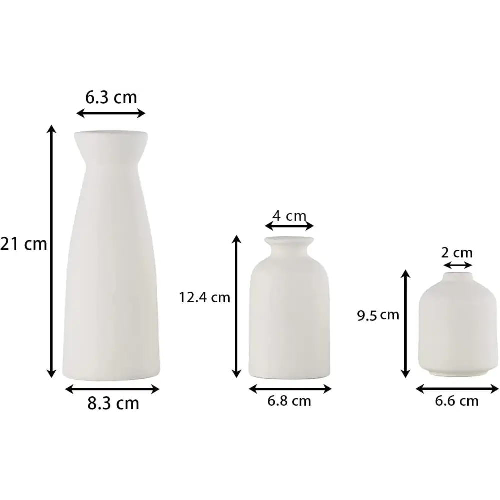 Ceramic Set of 3 Modern White Vases for Home Dcor - Occasions > Wedding Accessories