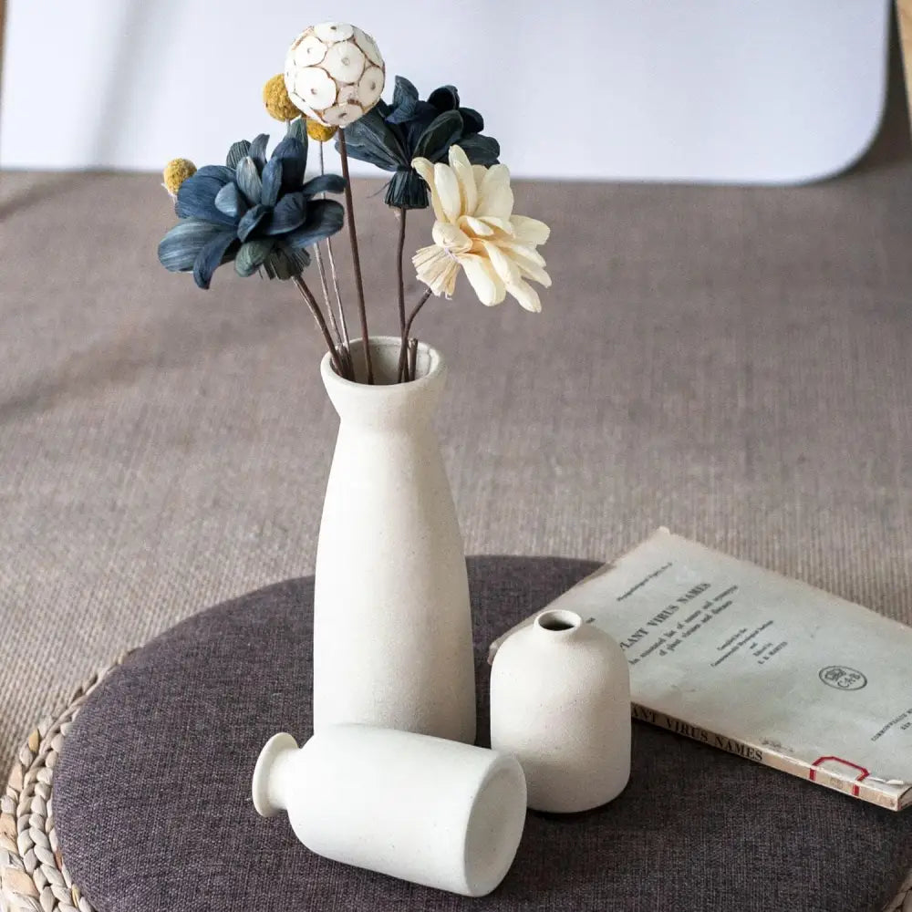 Ceramic Set of 3 Modern White Vases for Home Dcor - Occasions > Wedding Accessories