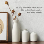 Ceramic Set of 3 Modern White Vases for Home Dcor - Occasions > Wedding Accessories