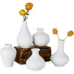 Ceramic Set of 5 White Vases for Home Dcor - Occasions > Wedding Accessories