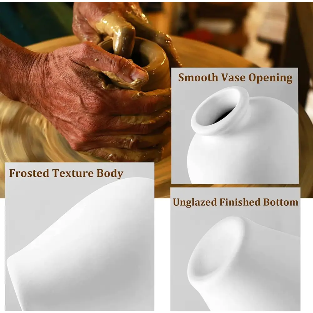 Ceramic Set of 5 White Vases for Home Dcor - Occasions > Wedding Accessories