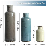Ceramic Vases Set of 3 Crackled Finish Blue Farmhouse for Home Dcor - Occasions > Wedding Accessories