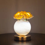 Champagne Dreamy Rose Planet Lamp Night Light - Elegant 21cm USB-Charged 3-Color Touch Dimming Decor Gift - Home &