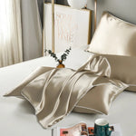 Champagne Gold Luxury Double-Sided Satin Silk Pillowcase – Summer Cooling Polyester Pillow Cover Set(Without Pillow