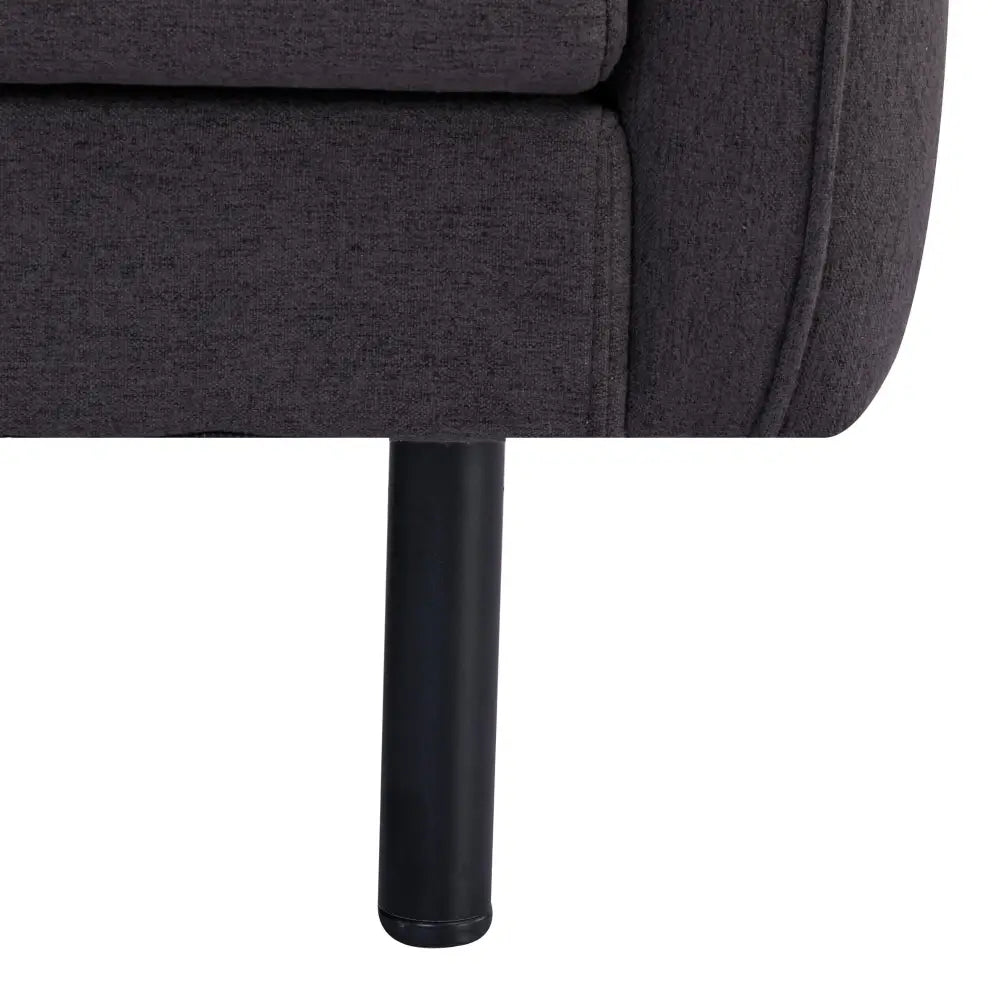 Channel 3 Seater Fabric Sofa Lounge Couch Charcoal - Furniture > Sofas