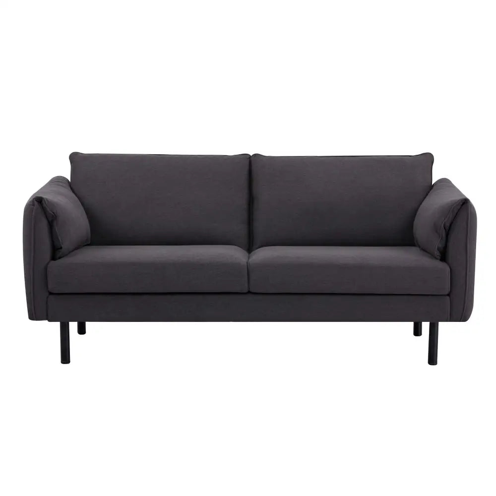 Channel 3 Seater Fabric Sofa Lounge Couch Charcoal - Furniture > Sofas