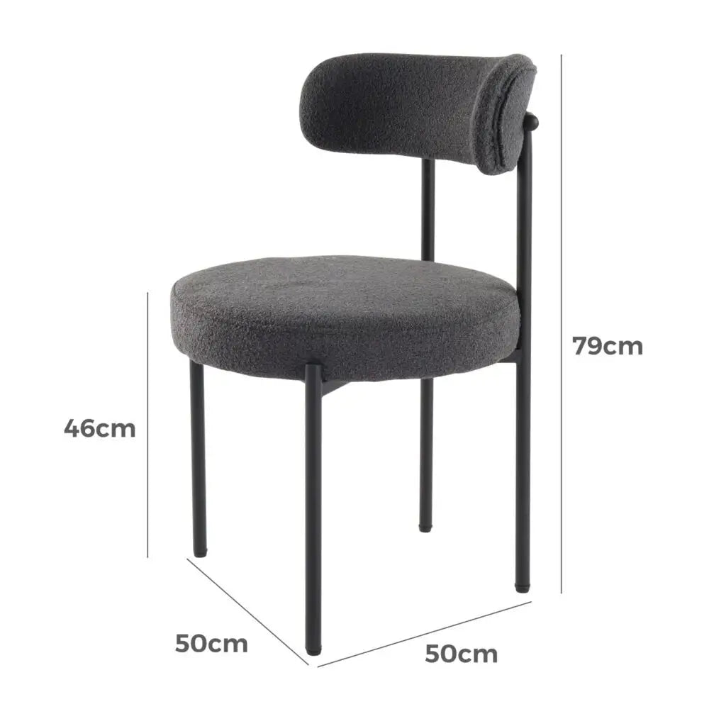 Charcoal Chic Boucle Elsa Dining Chairs - Furniture > Dining > Kitchen & Dining Chairs