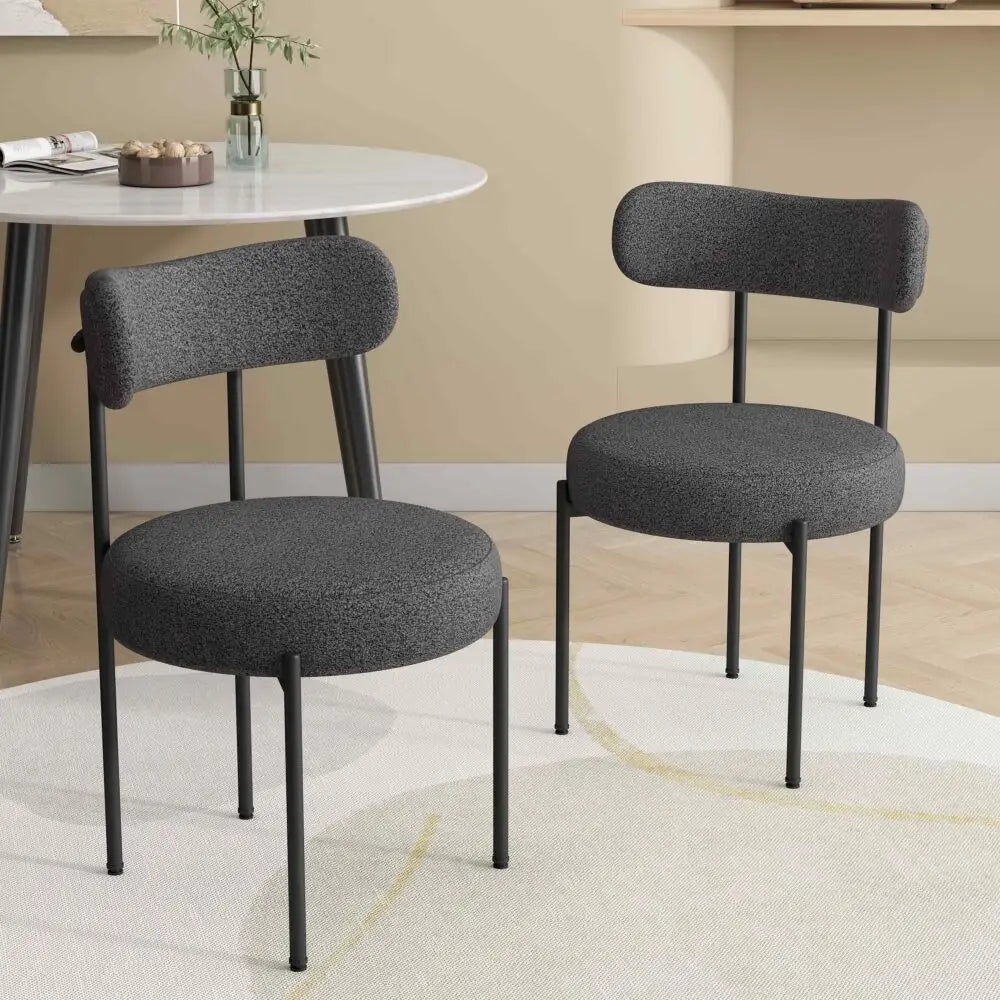 Charcoal Chic Boucle Elsa Dining Chairs - Furniture > Dining > Kitchen & Dining Chairs