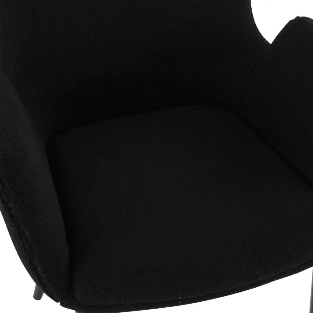 Charcoal Embrace Boucle - teddy Sherpa Fabric Armchair Set - Furniture > Dining > Kitchen & Dining Chairs
