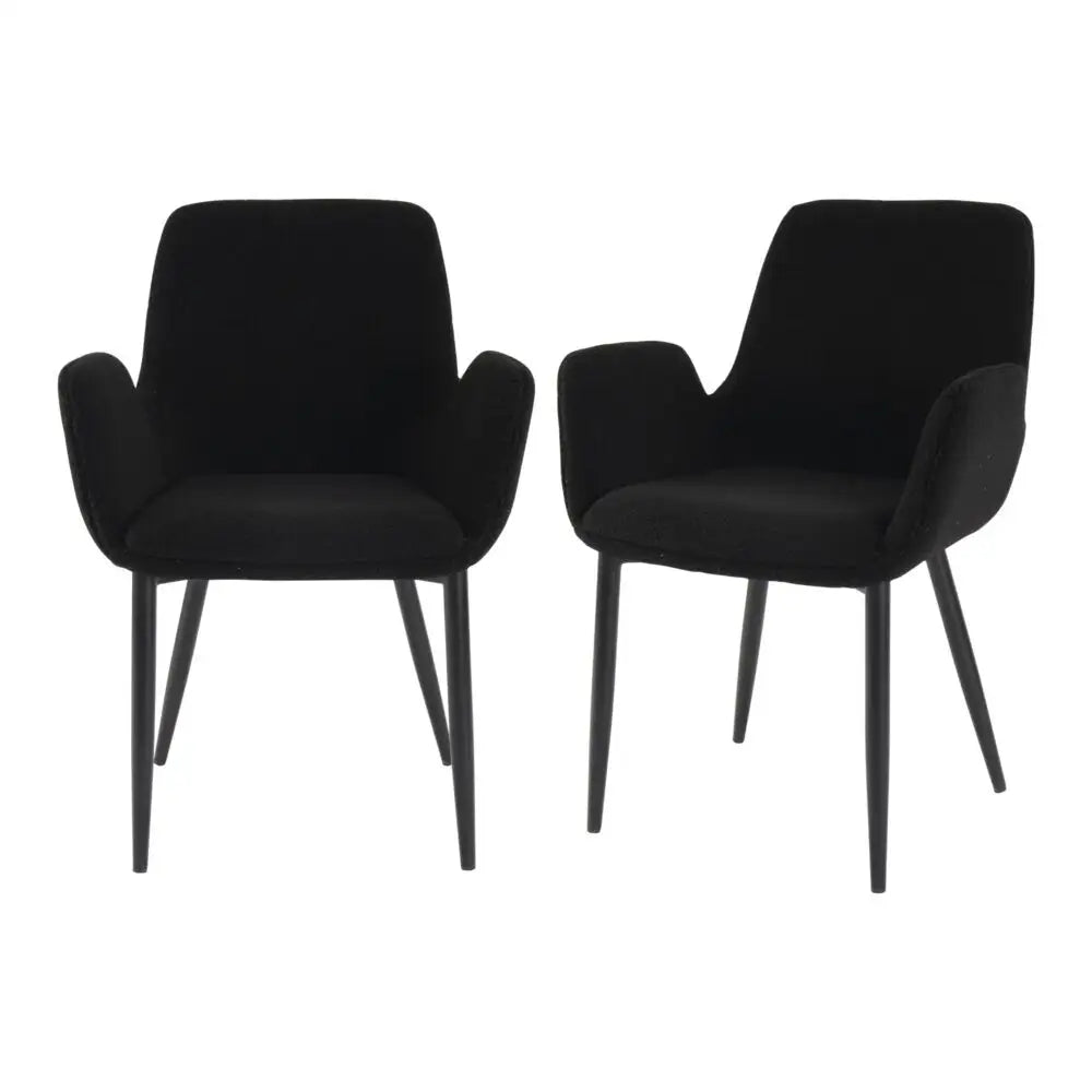 Charcoal Embrace Boucle - teddy Sherpa Fabric Armchair Set - Furniture > Dining > Kitchen & Dining Chairs