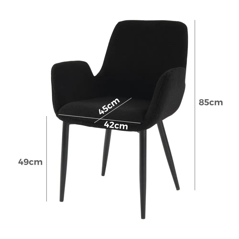 Charcoal Embrace Boucle - teddy Sherpa Fabric Armchair Set - Furniture > Dining > Kitchen & Dining Chairs