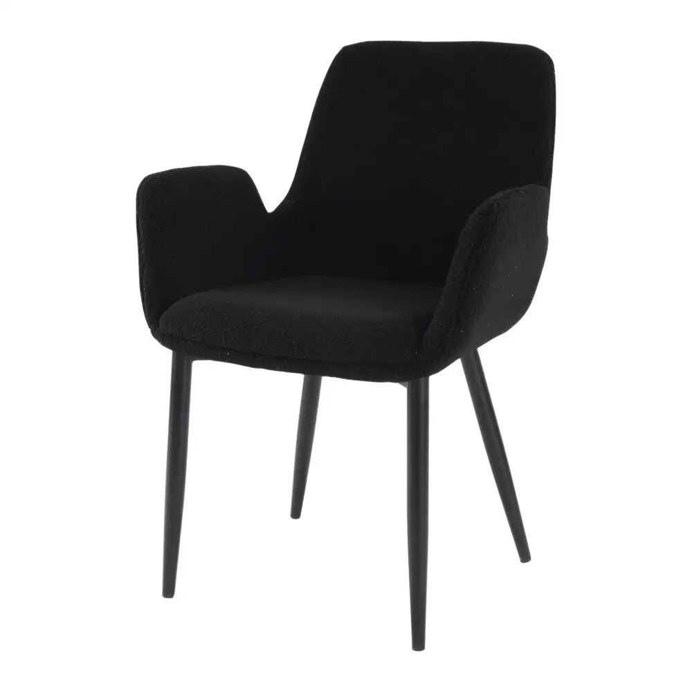 Charcoal Embrace Boucle - teddy Sherpa Fabric Armchair Set - Furniture > Dining > Kitchen & Dining Chairs