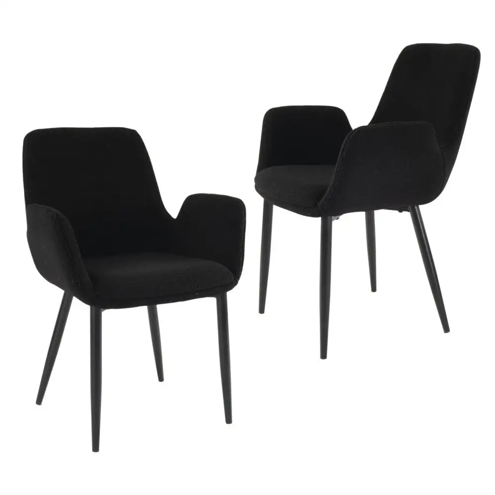 Charcoal Embrace Boucle - teddy Sherpa Fabric Armchair Set - Furniture > Dining > Kitchen & Dining Chairs
