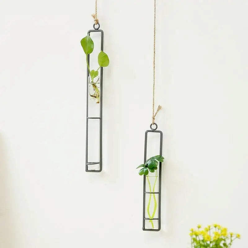 Charming Iron Art Glass Wall Hanging for Home Gardening - Bonsai Decor Accessory m - Home & Garden > Decor > Vases &