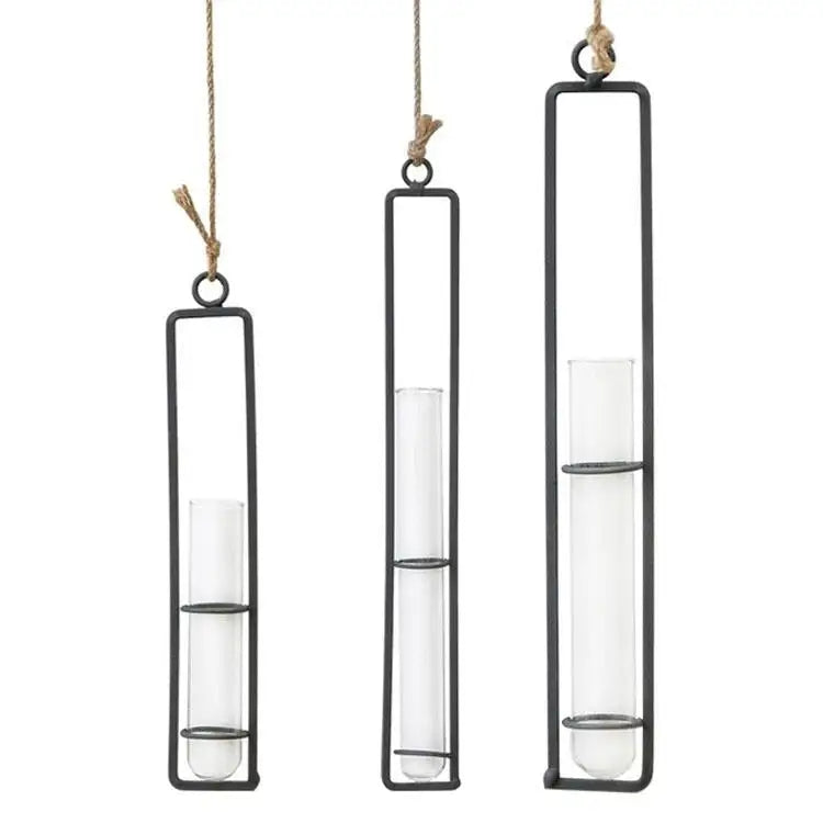 Charming Iron Art Glass Wall Hanging for Home Gardening - Size l - Home & Garden > Decor > Vases & Table Decor