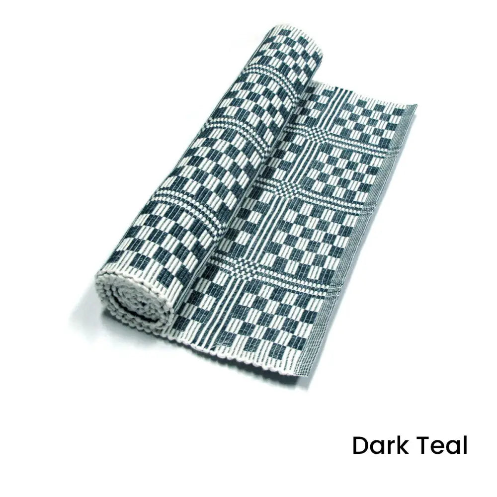 Checkered Cotton Ribbed Table Runner 33 x 150 cm Dark Teal - Home & Garden > Kitchenware