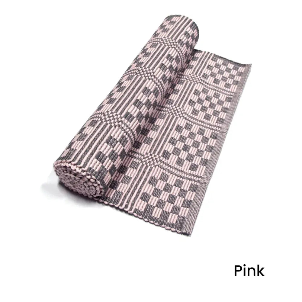 Checkered Cotton Ribbed Table Runner 33 x 150 cm Pink - Home & Garden > Kitchenware