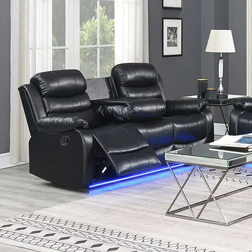 Chelsea 3R + 1R + 1R Seater Finest Leatherette Recliner Feature Console LED Light Ultra Cushioned - Furniture > Sofas