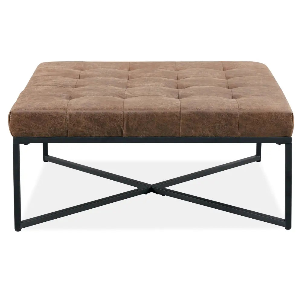 Chelsea Fabric Square Ottoman Footstool Bench Dark Brown - Furniture > Sofas