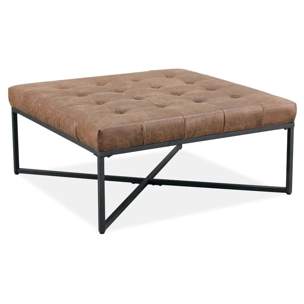 Chelsea Fabric Square Ottoman Footstool Bench Dark Brown - Furniture > Sofas