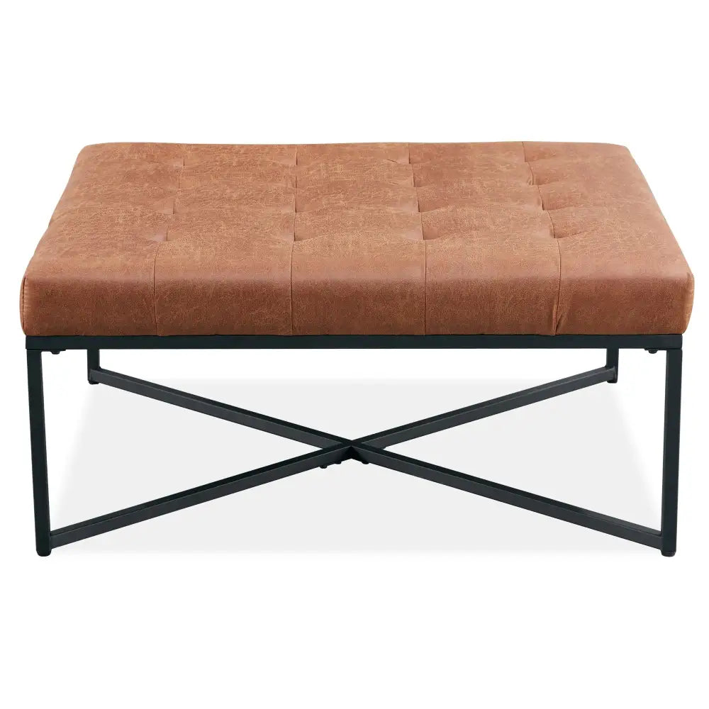 Chelsea Fabric Square Ottoman Footstool Bench Light Brown - Furniture > Sofas
