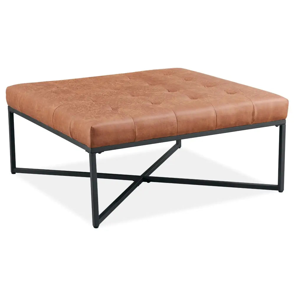 Chelsea Fabric Square Ottoman Footstool Bench Light Brown - Furniture > Sofas