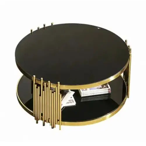 Chelsea Gold Coffee Table - Black Glass - Furniture > Living Room > Coffee Tables
