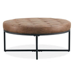 Chelsea Round Ottoman Footstool Bench Dark Brown - Furniture > Sofas