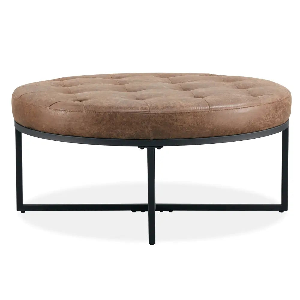 Chelsea Round Ottoman Footstool Bench Dark Brown - Furniture > Sofas