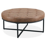 Chelsea Round Ottoman Footstool Bench Dark Brown - Furniture > Sofas