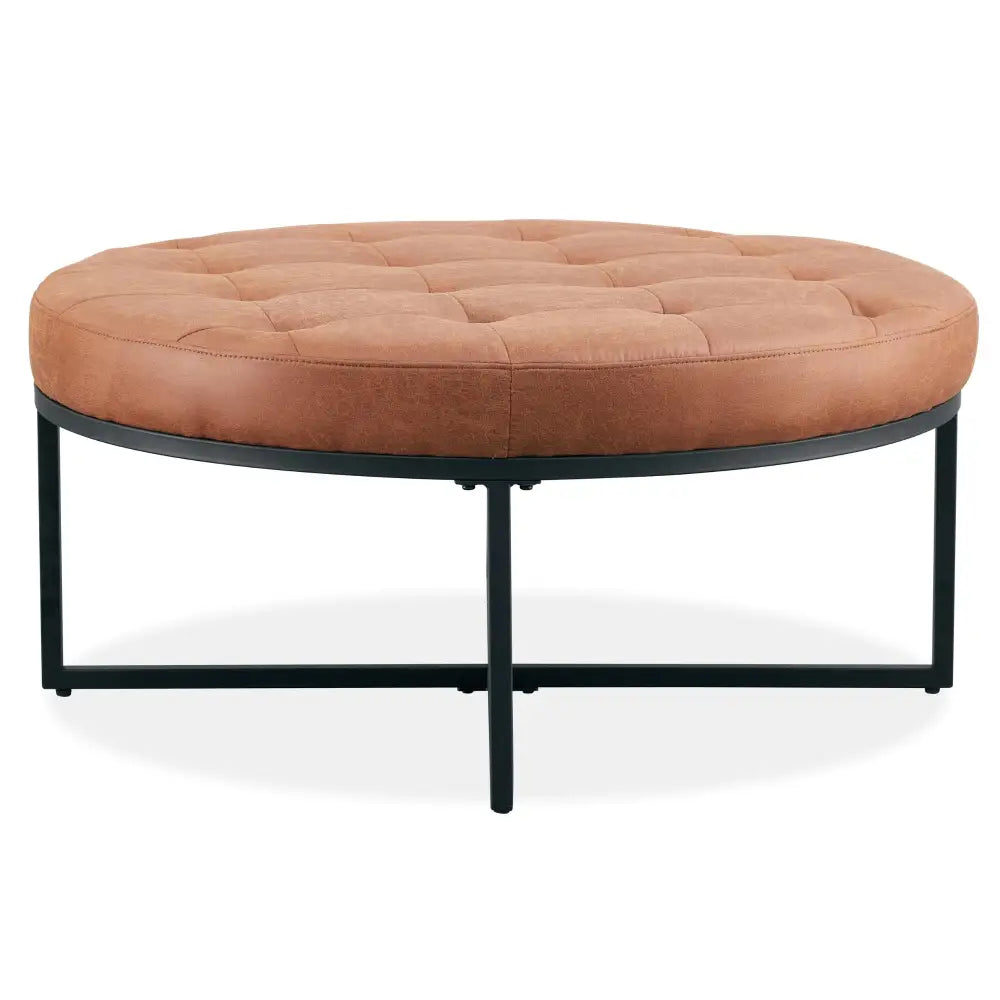 Chelsea Round Ottoman Footstool Bench Light Brown - Furniture > Sofas