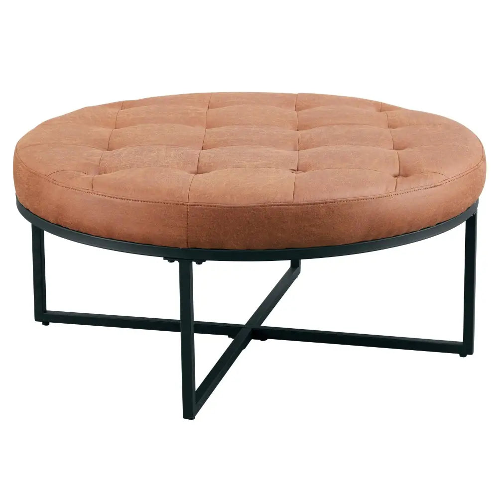 Chelsea Round Ottoman Footstool Bench Light Brown - Furniture > Sofas