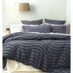 Chenille Wave 100% Cotton Vintage Washed Blue Tufted European Pillowcase by Cloud Linen - Home & Garden > Bedding >