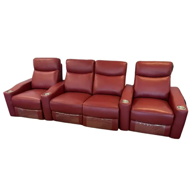 Chicago 4 Seat Home Theatre Lounge with all Electric Recliners & 4 Cup Holders - Furniture > Sofas > Sofas & Sofa Beds