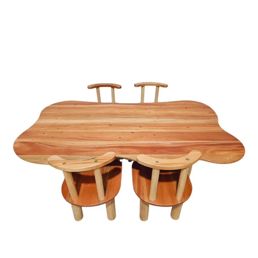 Child hardwood cloud table with 4 chairs - Furniture > Living Room